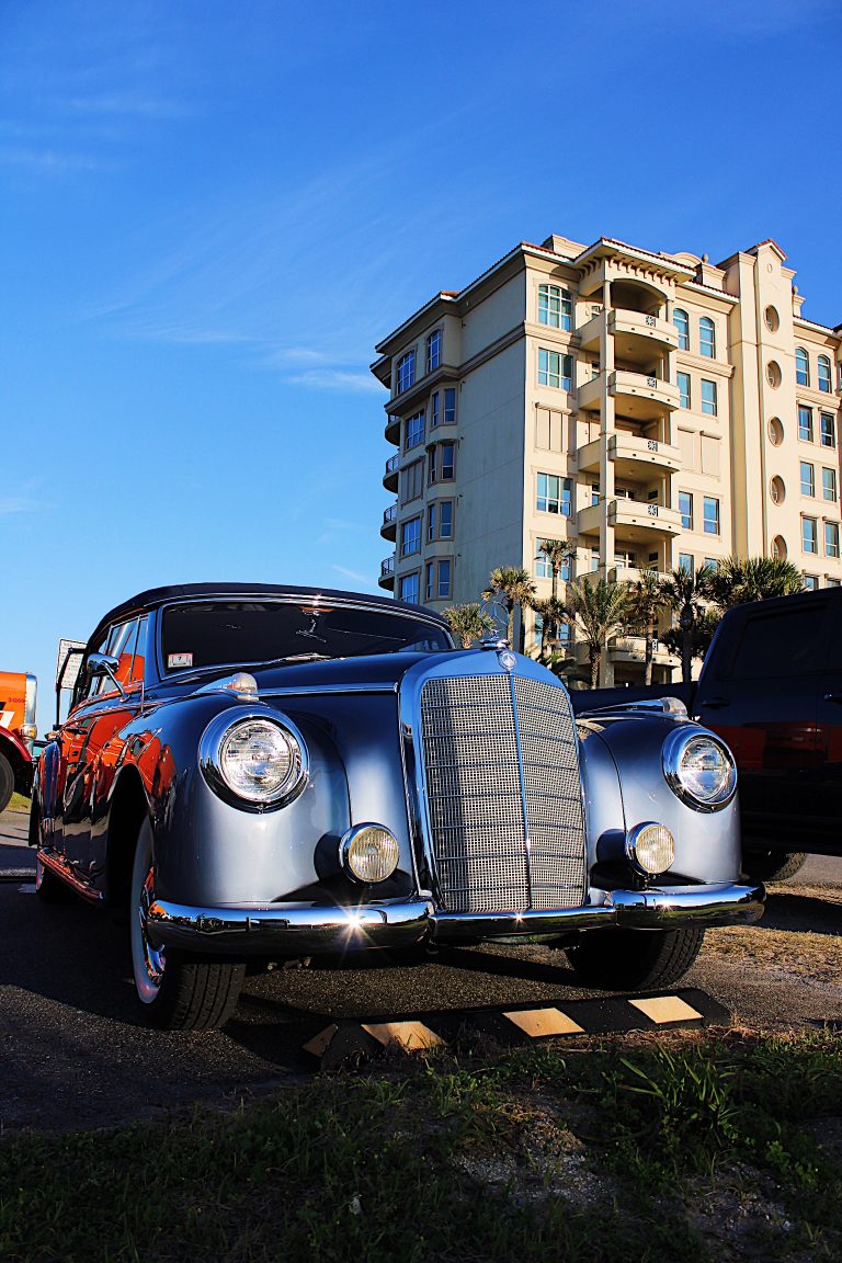 Classic Mercedes-Benz 300 convertible detailing in Fernandina Beach, Florida