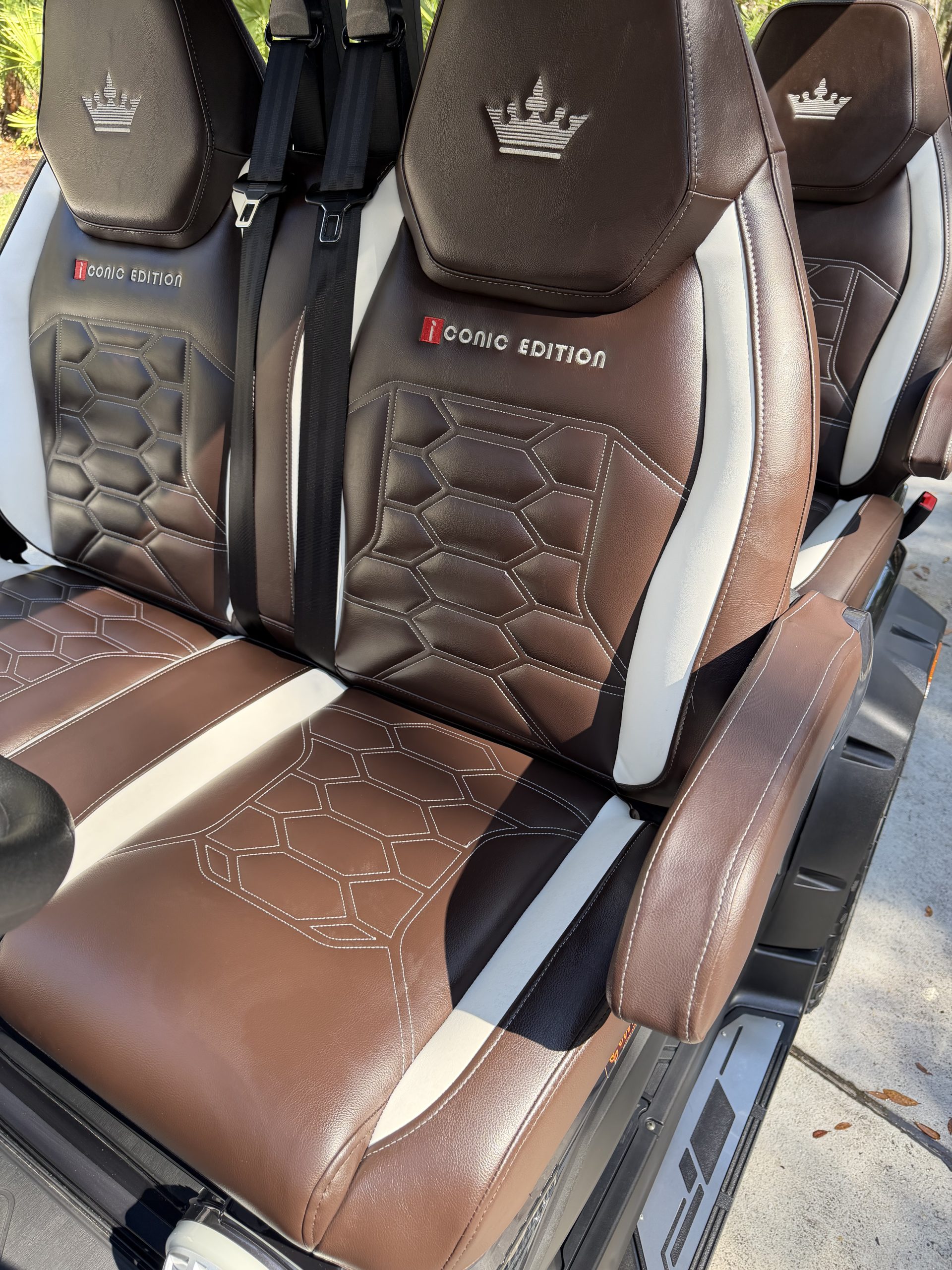 Golf cart leather seat detailing in Nassau County, Florida