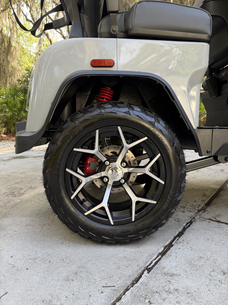 Golf cart wheel detailing in Nassau County, Florida